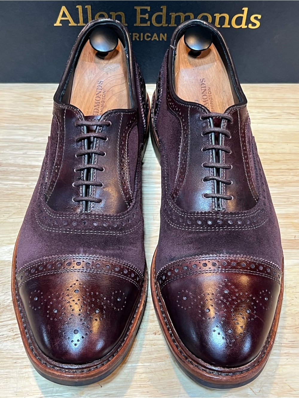 Allen Edmonds Strandmok Men’s Leather & Suede Cap Toe Oxfords Sz 10.5E Made 🇺🇸